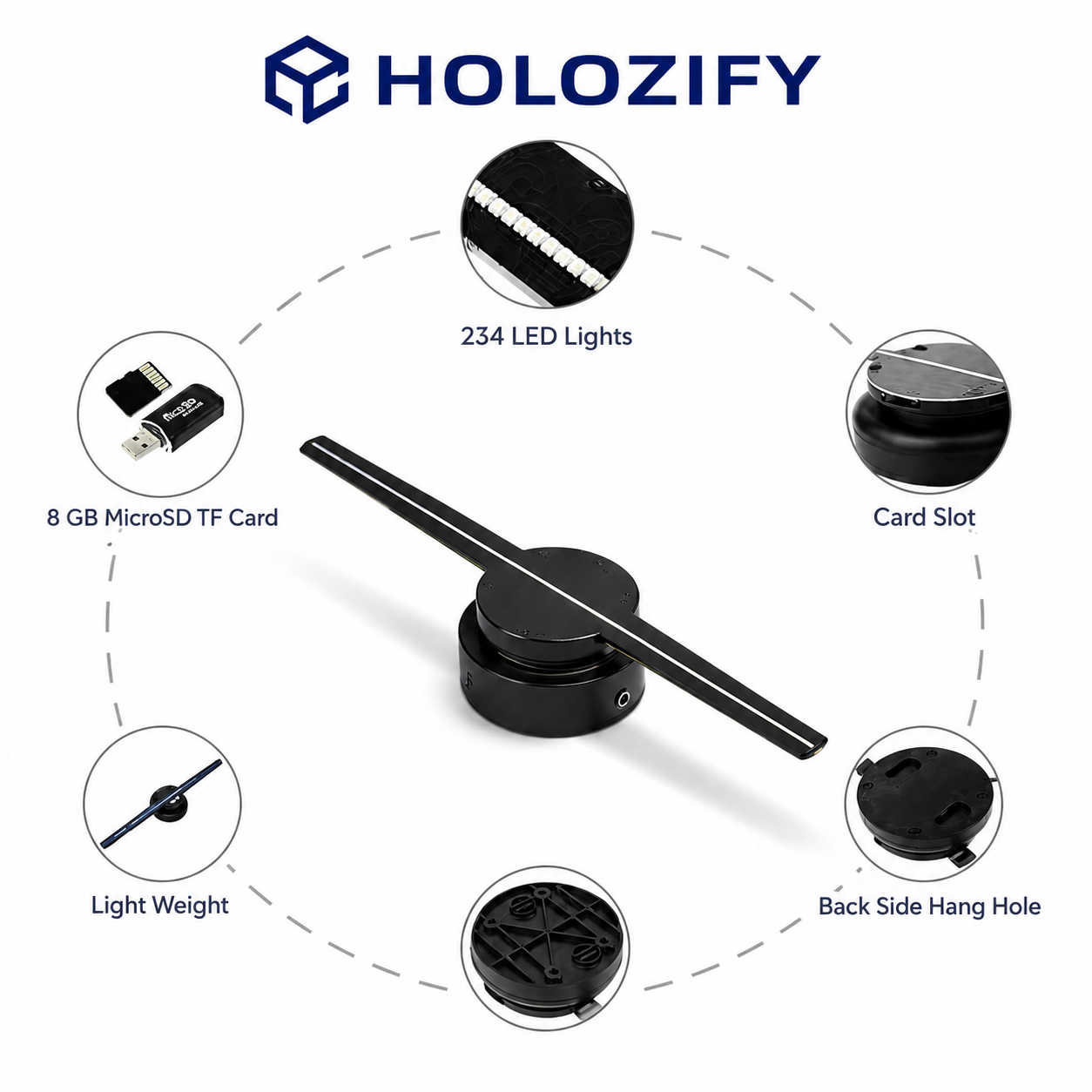 HOLOZIFY Premium 42 CM 3D Hologram Fan | Smart WiFi Controlled HD Floating Display